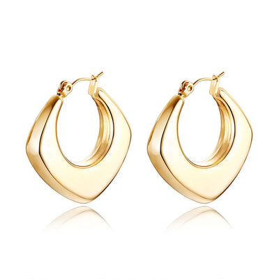 Fashion Square Geometric Hoop Earrings for Women, Chic Metal Stainless Steel Lady Earrings Bijoux Femme New Jewelry