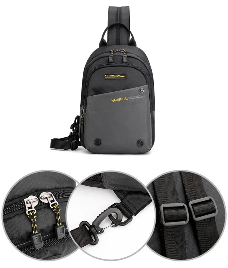 Men Nylon Small Backpack Rucksack  Multi-Functional Casual Travel Male Messenger Cross Body Chest Bags Knapsack Daypack