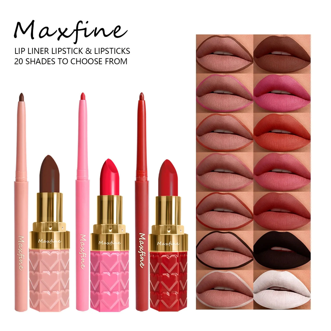 Velvet Matte Lip Liner Lipstick Pen Set Waterproof Long Lasting Sexy Red Contour Tint Lipstick Non-stick Cup Lipliner Pen Makeup
