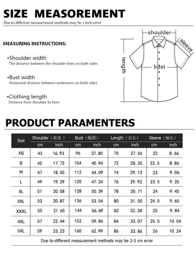 2023 solid color summer shirt men's Hawaiian shirt casual fashion street short sleeve beach holiday party men's pocket shirt 5XL