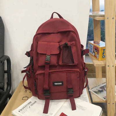 Casual Nylon Student Backpack Canvas Harajuku Shoulders Bag Rucksack Large Capacity School Bag Lady