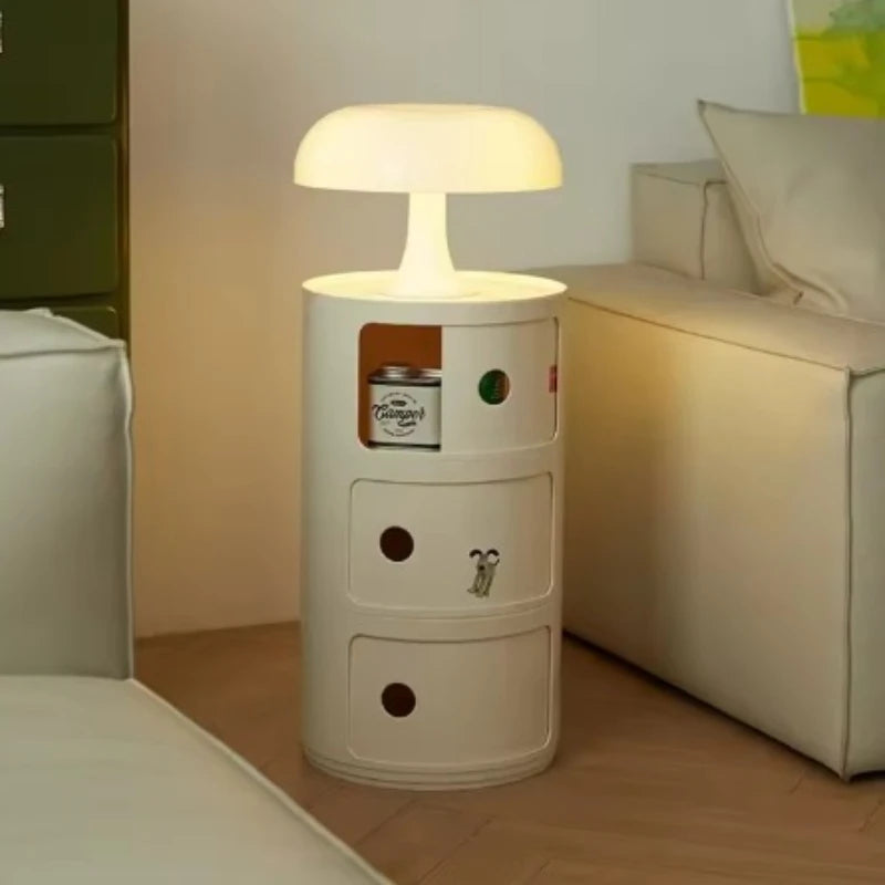 Nordic Bedside Table Portable Creative Round Storage Cabinet Bedroom Multi-Layer Modern Simple Plastic Nightstand Storage Locker