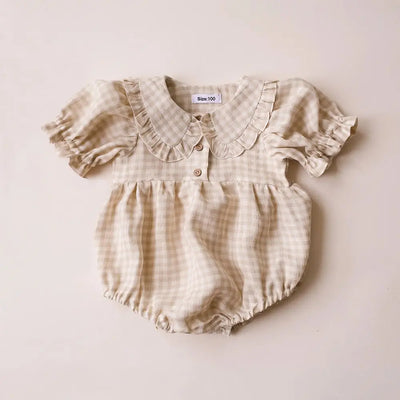 Plaid Baby Girl Jumpsuit Cotton Infant Baby Girl One-piece Playsuit Newborn Clothes Summer