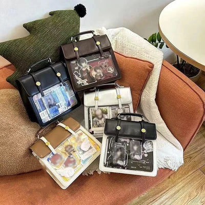New Japanese Jk Itabag Harajuku Pain Bag For Women PU Transparent Pocket Itabag High School Girls Uniform JK Ita backpack