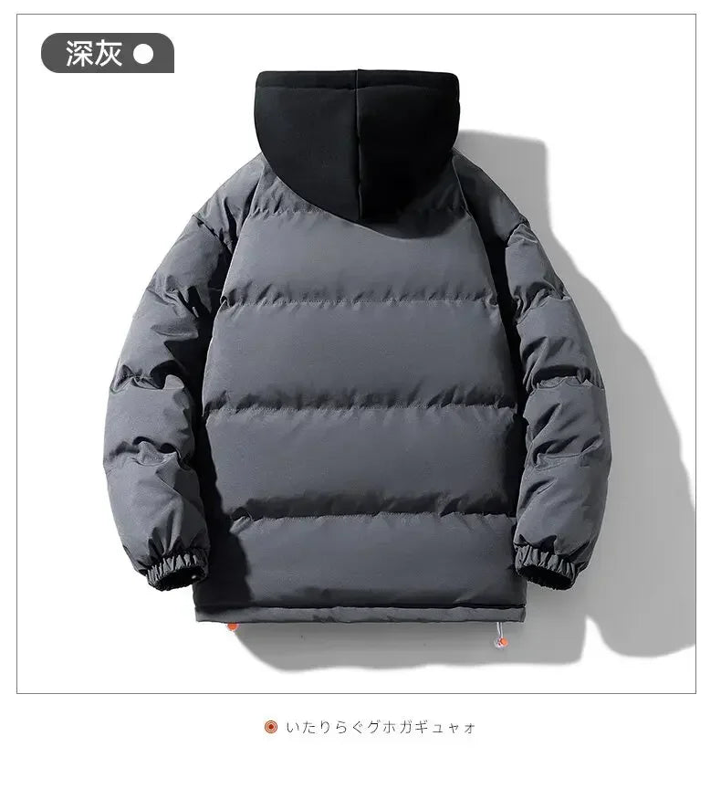 Men Hooded parka Thick Warm Colorful Bubble Coat Winter Jacket Mens Streetwear Hip Hop Parka Korean Black Clothes Puffer Jackets