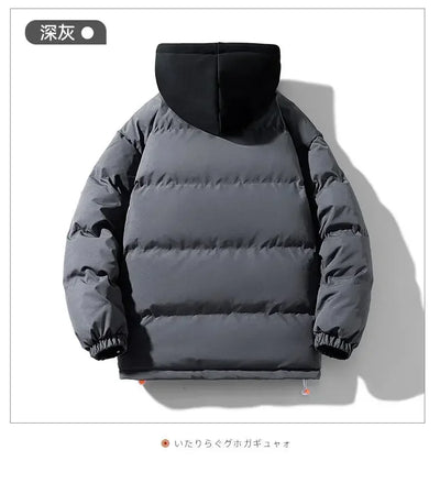 Men Hooded parka Thick Warm Colorful Bubble Coat Winter Jacket Mens Streetwear Hip Hop Parka Korean Black Clothes Puffer Jackets