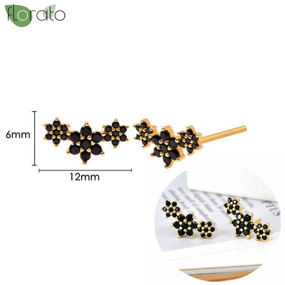 925 Sterling Silver Needle Fashion Round Pendant Small Earrings Luxury Gold Hoop Earrings for Women Premium Black Jewelry Gifts