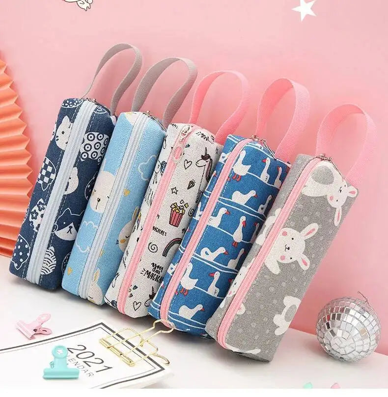 1 Pieces Kawaii Cute Cartoon Animals Pen Pencil Bag School Office Supplies Stationery Receive Tools Makeup Pouch Cosmetics Case