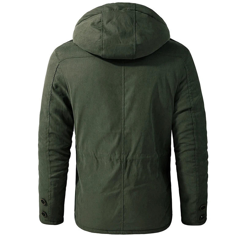 Fleece Inner Cotton-Padded Male Windbreaker Hooded Outwear Cotton Parka Snow Coats Men's Thicken Warm Winter Jacket Cashmere