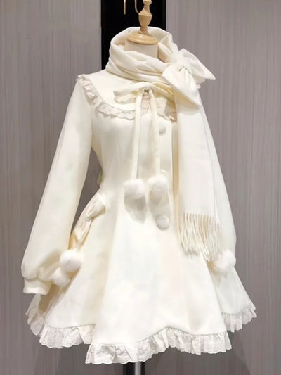 Japanese Kawaii Lolita Lace Patchwork Sweet Dress Coat Women Y2k Aesthetic Contrast Color Dresses Single Breasted Party Vestidos