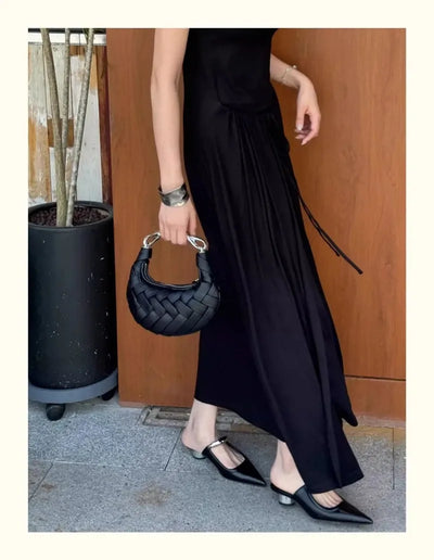 Chunky Pointed Toe Slippers Women Metal Buckle Retro Slides Female Comfy Fashion Low Heel Sandals Designer Mules Pumps Women