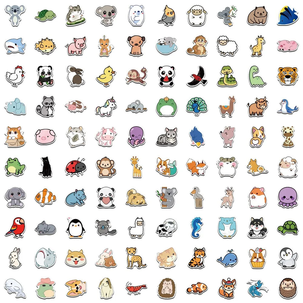 100/300PCS Mix Cute Cartoon Animals Graffiti Stickers DIY Phone Guitar Laptop Notebook Suitcase Cup Waterproof Sticker Kids Toy