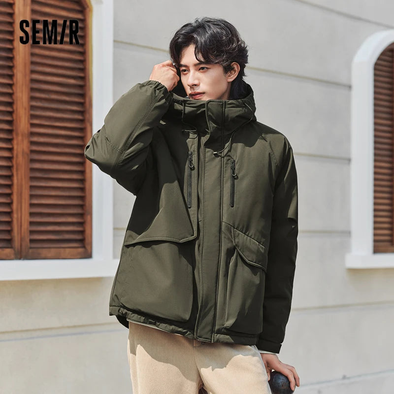 Semir Cotton-Padded Jacket Men 2024 Winter Waterproof, Oil-Resistant, Stain-Resistant and Windproof Outerwear Loose