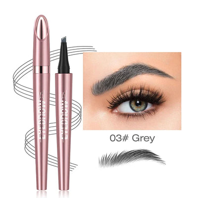 4 Fork Tip Eyebrow Pencil 3D Microblading Waterproof Dark Brown Natural Colour Fine Stroke Magic Eyebrow Pencil 2024 New Ladies