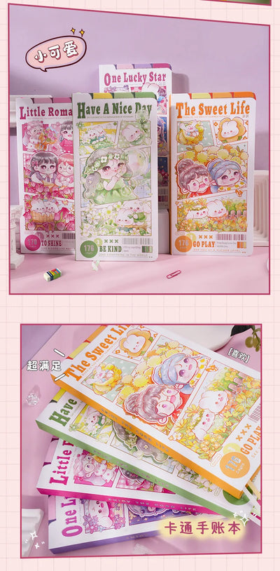 Etori Life Cute Cartoon Girl Notebook Creative Kawaii Student Stationery DIY Drawing Book，Notepad, Line book，Grid Notebook