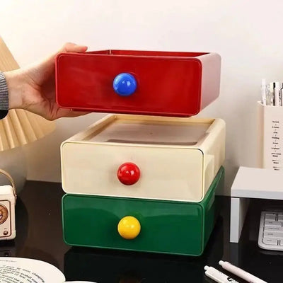 Large Capacity Desk Organizer Box Dopamine Dust-proof Cosmetics Storage Box Stackable Desktop Storage Boxes Drawer Home Office