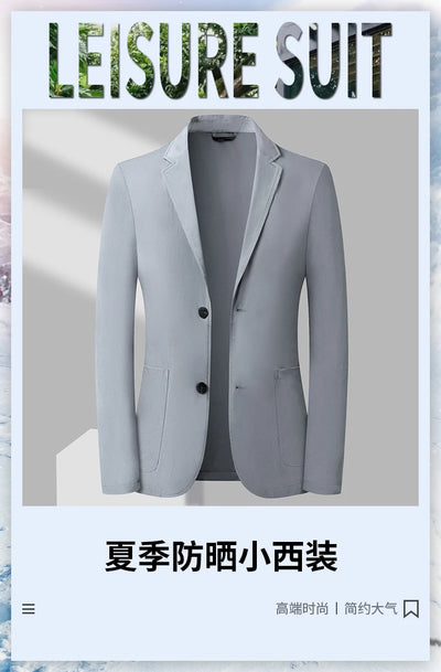 2024 Summer New Casual Sunscreen Small Suit Top for Men, Thin Ice Silk Sunscreen Quality, Fashionable and Versatile Suit Top