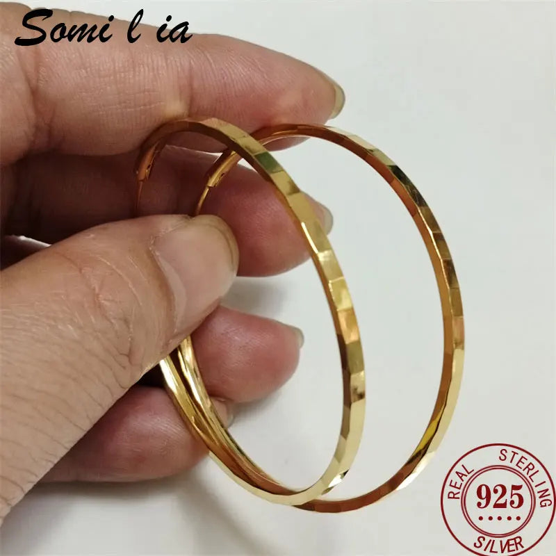 Somilia - 100% 925 Sterling Silver Women's Big Hoop Earrings New Collection Jewelry Fashion Women 18K Gold Plated серьги кольца