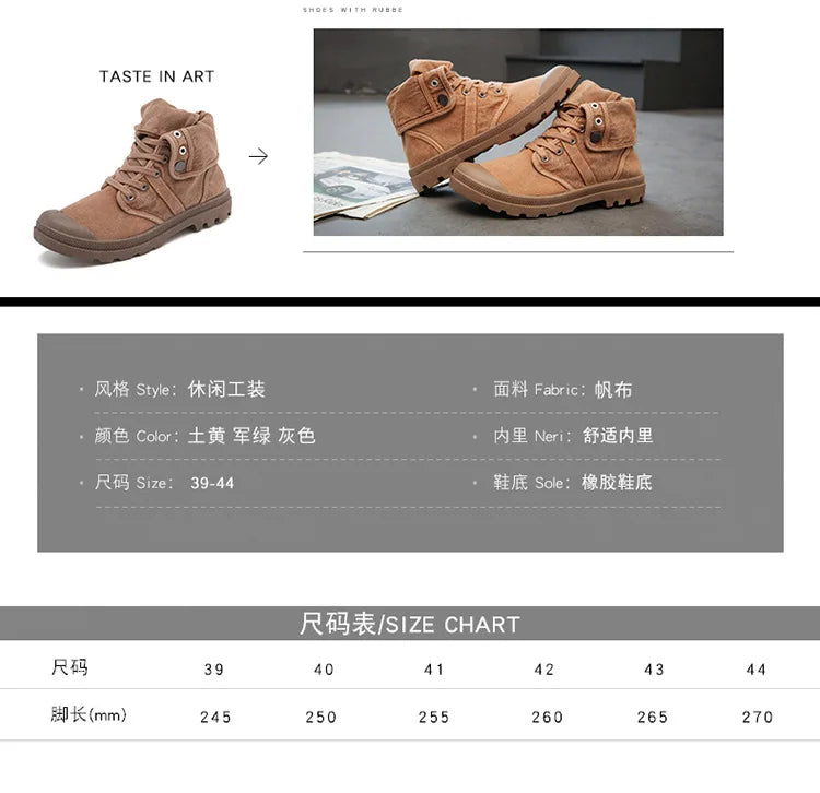 Ankle Boots for Men Sneakers Lace-up Outdoor Men Casual Shoes Flats Breathable Comfortable Canvas Shoes Male Zapatos Hombre