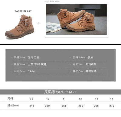 Ankle Boots for Men Sneakers Lace-up Outdoor Men Casual Shoes Flats Breathable Comfortable Canvas Shoes Male Zapatos Hombre