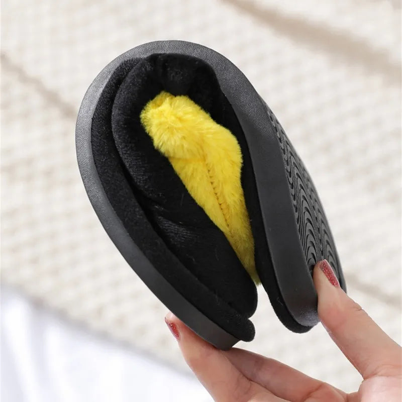 Women Indoor Warm Home Slippers Bedroom Cute Heart Pattern Non-slip Soft Comfort Plush House Slippers Shoes Autumn Winter