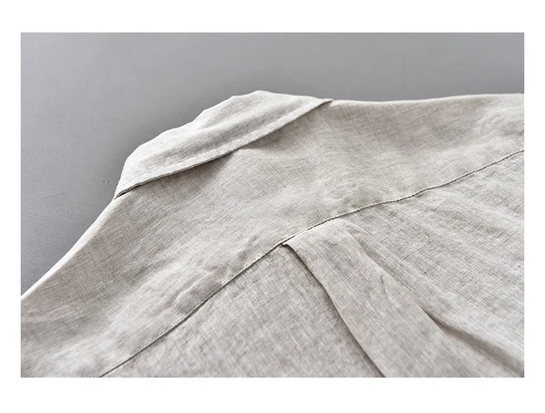 2025 Summer New Breathable Thin 100% Linen Short Sleeve Shirt for Men Casual Turn-down Collar Classic Shirt DC927