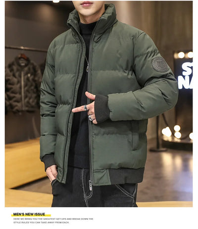 Autumn and winter standing collar cotton jacket men's thick warm fashion jacket casual jacket warm cotton jacket winter clothing