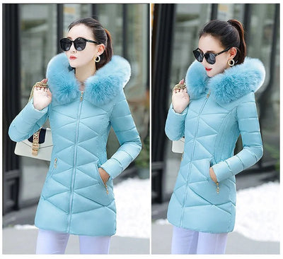 2024 New Women Parkas Big Fur Winter Parkas Hooded Long Down Cotton Jacket Female Coat Thick Warm Winter