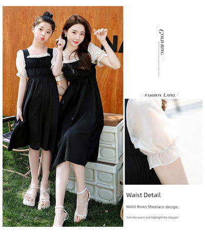 Classy Fried Street Parent-Child Clothes 2025 Summer New Skirt Seaside Holiday Girl Dress Mother-Daughter Matching Outfit Fashionable