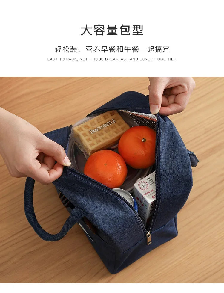 Functional Pattern Cooler Lunch Box Portable Insulated Canvas Lunch Bag Thermal Food Picnic Lunch Bags For Women Kids