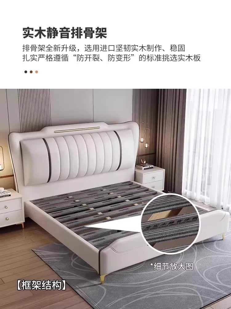 Waterproof Bedroom Bed Aesthetic Modern Lounge French Beds Upholstery Nightstands Meuble De Chambre Furniture Decoration