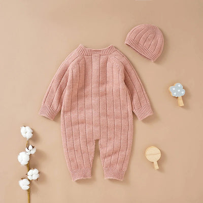 Ma&Baby 0-18M Warm Baby Clothing Knit Romper Newborn Infant Toddler Boy Girl Long Sleeve Jumpsuit + Hat Fall Spring Outfits