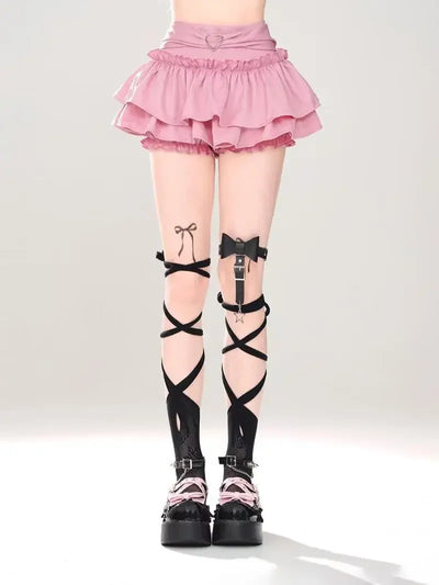 Pink A- line Mini Skirt Women's Summer 2024 New Style Puffy Slimming Cake Skirt A- line Pleated Dress Lightweight Fashion