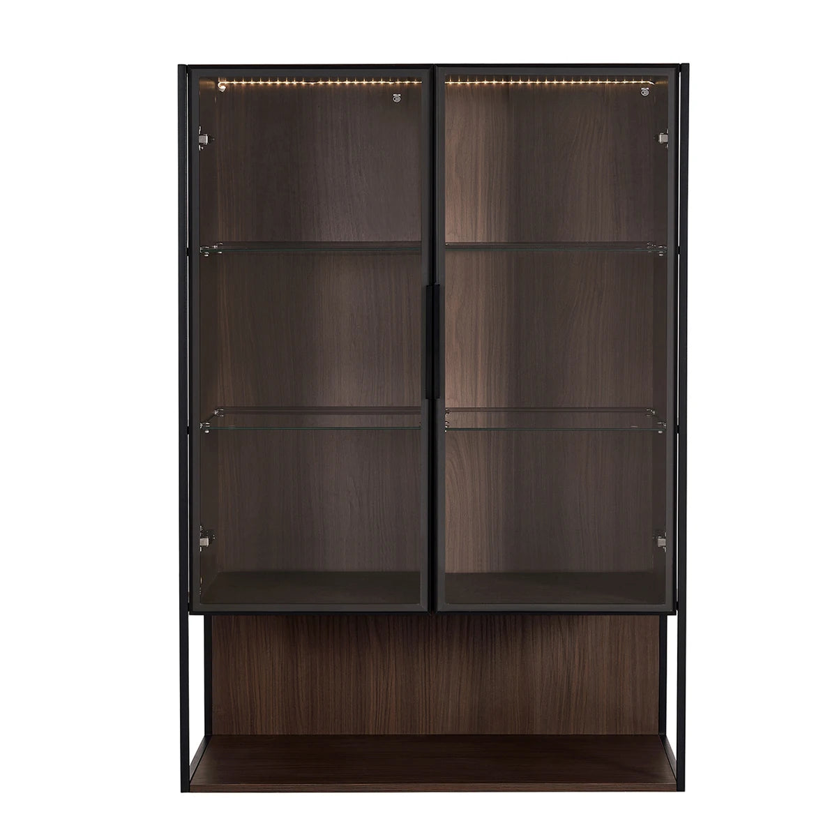 130cm Tall Lighted Display Cabinet, LED Curio Cabinet With Metal Frame And Tempered Glass Door For Living Room Home Office Study