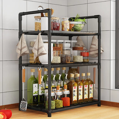 2/3Layer Kitchen Storage Shelf High-capacity Easy To Install Seasoning Rack PP Material Modern Minimalism Kitchen Furniture
