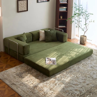 78.8" Convertible Compression Sofa: Corduroy Modular Bed, Arms & Backrest