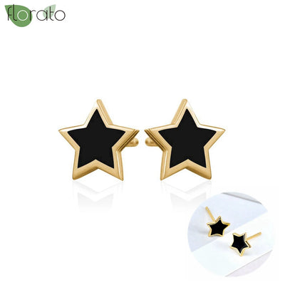 925 Sterling Silver Needle Fashion Round Pendant Small Earrings Luxury Gold Hoop Earrings for Women Premium Black Jewelry Gifts