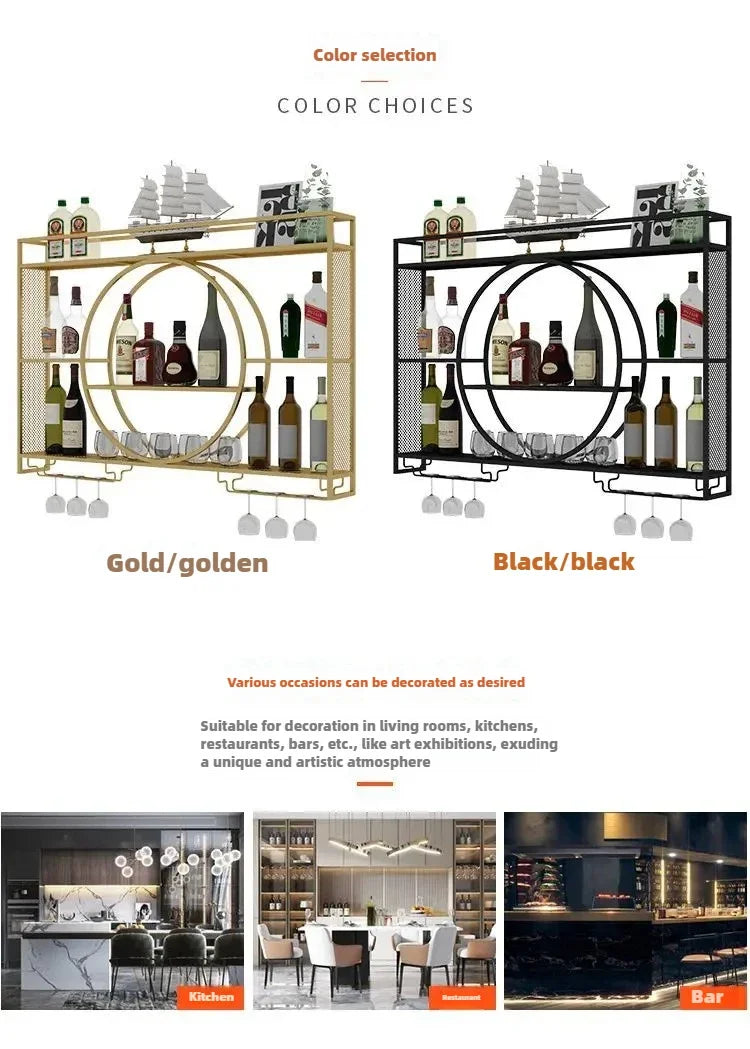 Wall Mount Wine Rack Bottle Wine Bar Cabinet Holder Adapt Single Miniature Black Cup Glass Storage Wine Cabinet Decor Szafeczki