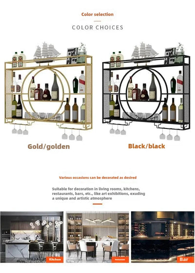 Wall Mount Wine Rack Bottle Wine Bar Cabinet Holder Adapt Single Miniature Black Cup Glass Storage Wine Cabinet Decor Szafeczki