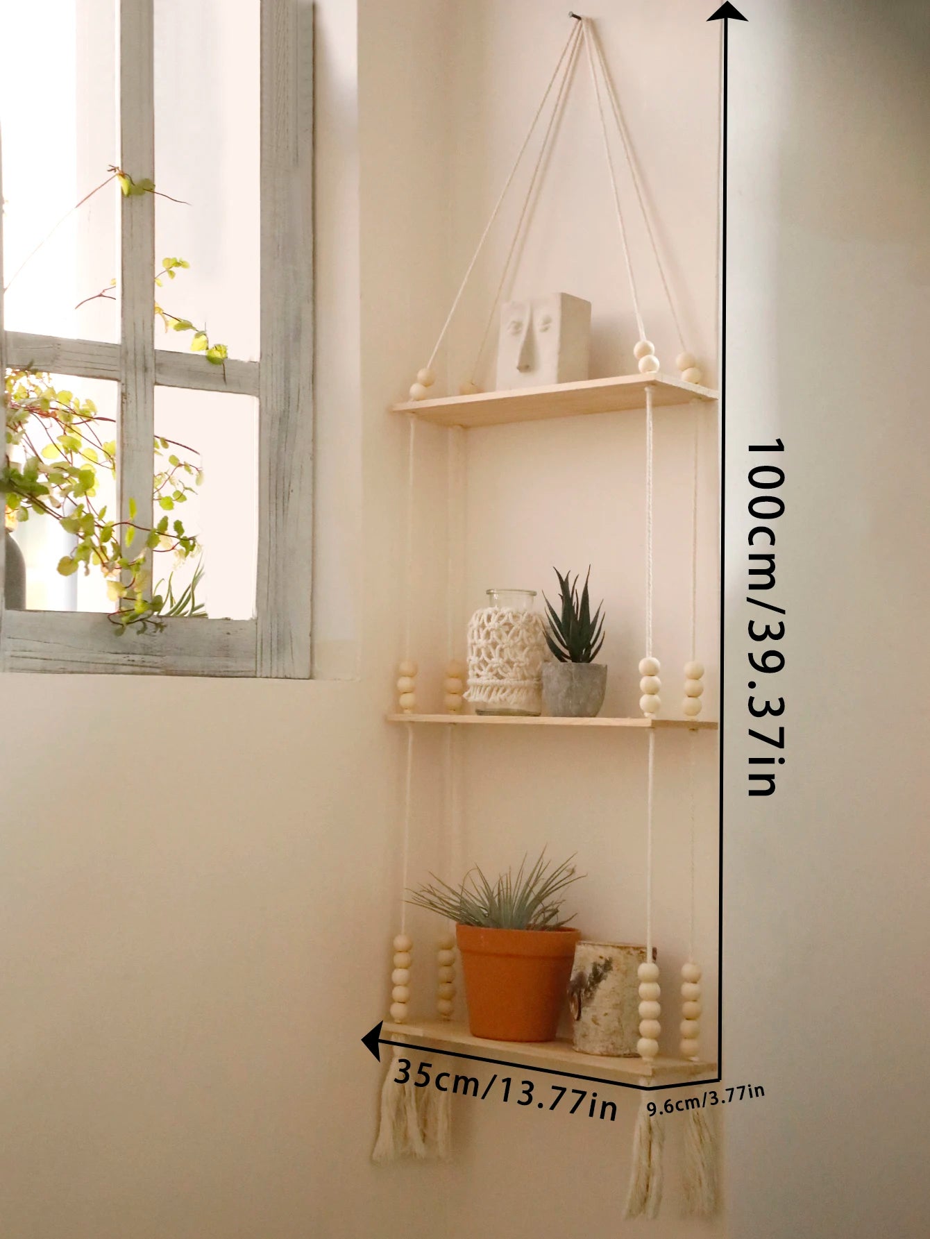Wooden Storage Rack Wall Hanging Shelves Plant Floating Wall Shelf Rustic Wood Shelves Bedroom Living Room Home Decorations Gift