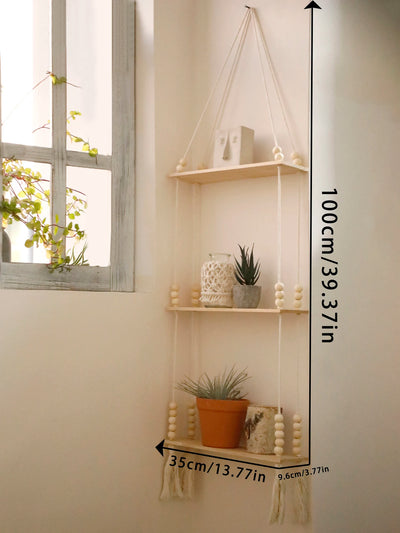 Wooden Storage Rack Wall Hanging Shelves Plant Floating Wall Shelf Rustic Wood Shelves Bedroom Living Room Home Decorations Gift