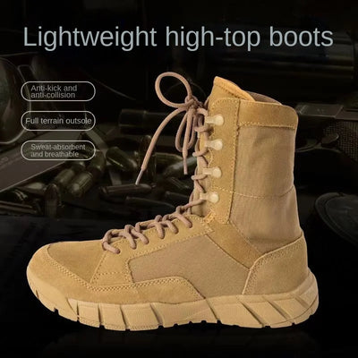 Lightweight Mans Tactical Boots Combat Anti-Collision Training Lace Up Waterproof Outdoor Hiking Breathable Shoe