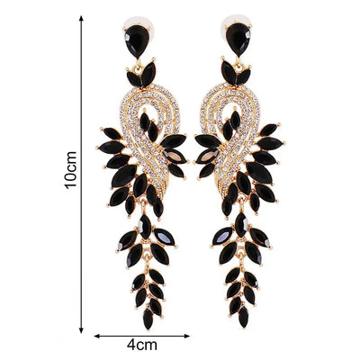 1 Pair Geometric Faux Crystal Dangle Earrings - Elegant Long Drop Earrings for Weddings