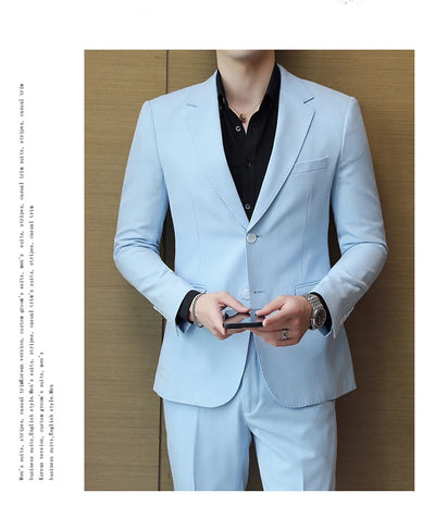 2024 Slim Fit Men's Wedding Casual Suit High-End All-in-One Handsome Two Button Fashion Boutique Single West Coat S-5XL