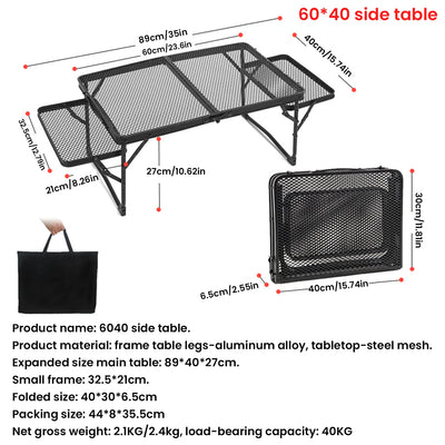 Camping Table Iron Mesh Folding Table Portable Outdoor Camping With Lifting Shelf Mesh Folding Table Outdoor Foldable Table