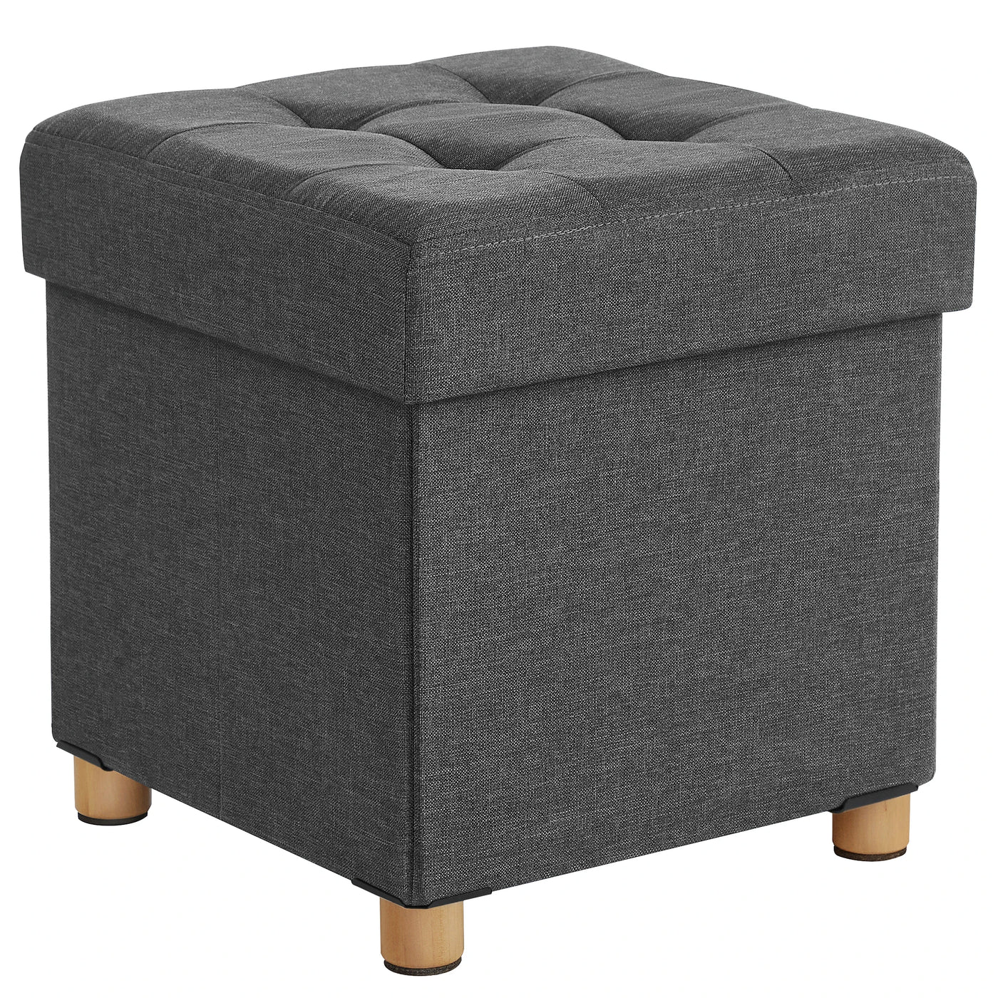 Storage Ottoman, Padded Foldable Bench, Chest with Lid, Solid Wood Feet, Space-Saving, Holds up to 300 kg, for Bedroom