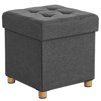 Storage Ottoman, Padded Foldable Bench, Chest with Lid, Solid Wood Feet, Space-Saving, Holds up to 300 kg, for Bedroom