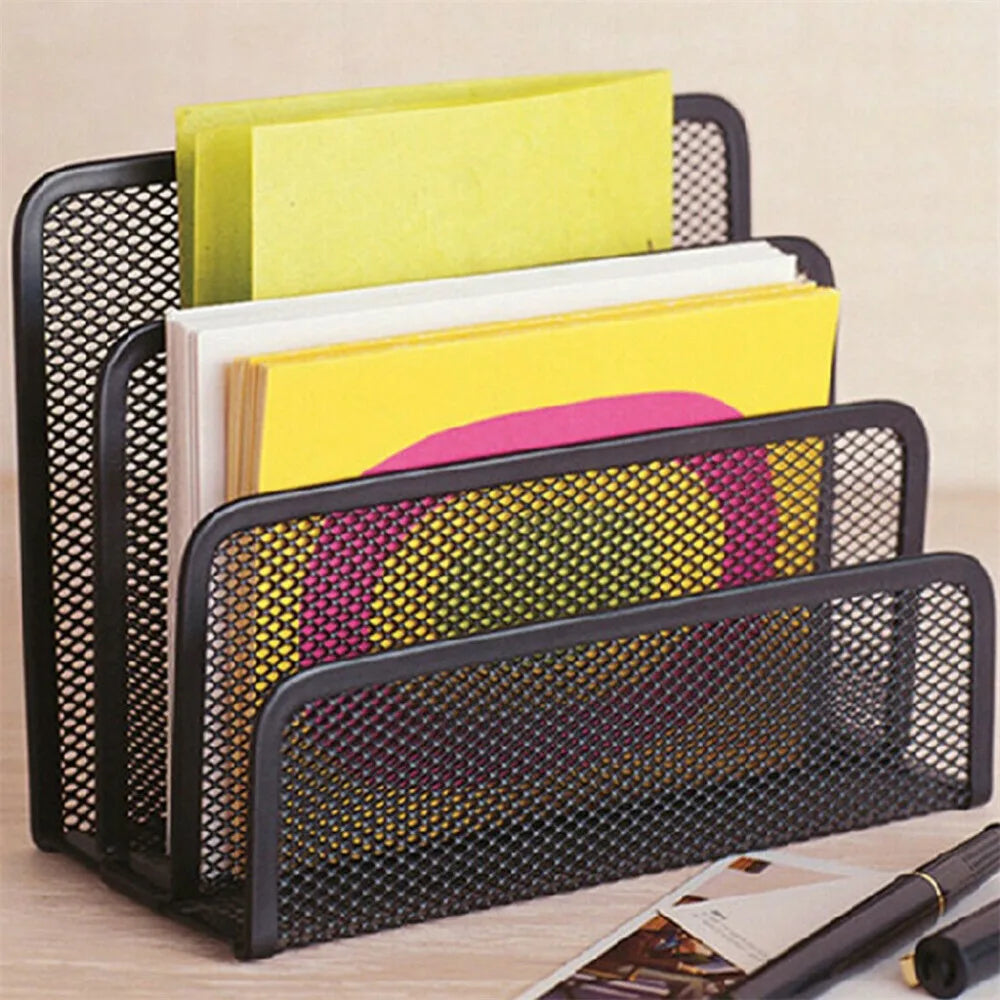 3-layer Papers Trays Notebook Stand Rack Desk Black Metal Iron Mesh Holder for Magazine Document File Book Rack Organizer Office