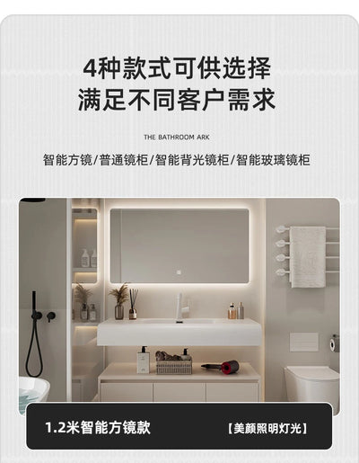Bathroom Furniture Skin Sensor Bathroom Vanity Cabinet With Sink And Mirror Integrated Arc Washing Table Combination To Wash