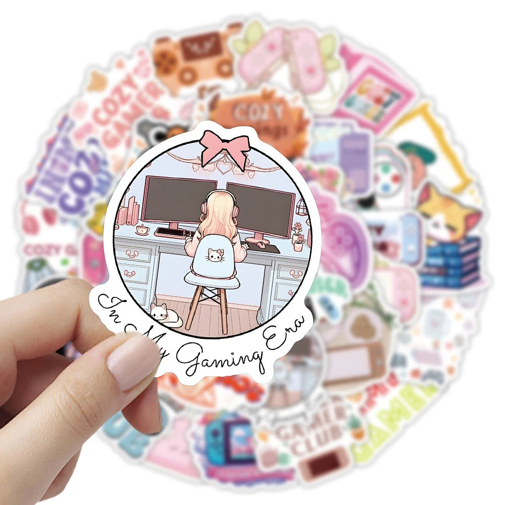 10/30/64pcs Cute Cartoon Cozy Gamer Graffiti Stickers DIY Notebook Laptop Phone Suitcase Fridge Decoration Sticker Kids Toys